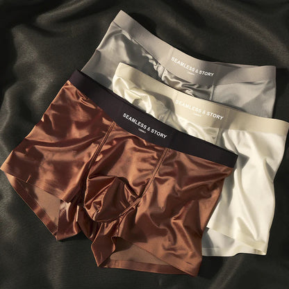 (3 db.) Elegáns Ice Silk Férfi Alsónemű a Mulberry Silk antimikrobiális férfi boxeralsóitól